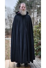 Cloakmakers.com 5908-Washable Dark Grey Cashmere Wool Twill Cloak w/ Dark Maroon Hood Lining & Triquetra Clasp