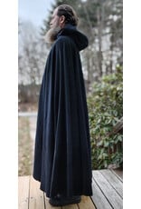 Cloakmakers.com 5908-Washable Dark Grey Cashmere Wool Twill Cloak w/ Dark Maroon Hood Lining & Triquetra Clasp