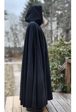 Cloakmakers.com 5908-Washable Dark Grey Cashmere Wool Twill Cloak w/ Dark Maroon Hood Lining & Triquetra Clasp