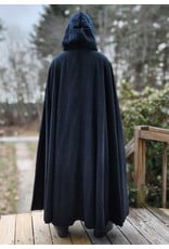 Cloakmakers.com 5908-Washable Dark Grey Cashmere Wool Twill Cloak w/ Dark Maroon Hood Lining & Triquetra Clasp