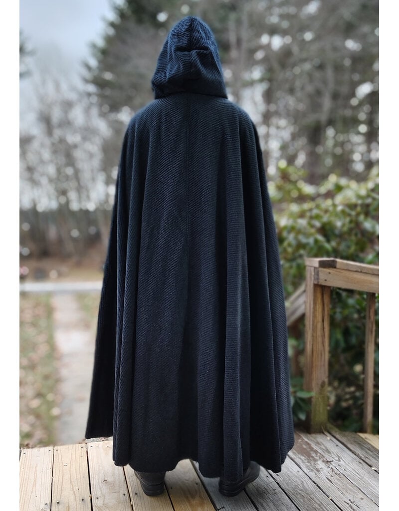 Cloakmakers.com 5908-Washable Dark Grey Cashmere Wool Twill Cloak w/ Dark Maroon Hood Lining & Triquetra Clasp