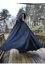 Cloakmakers.com 5908-Washable Dark Grey Cashmere Wool Twill Cloak w/ Dark Maroon Hood Lining & Triquetra Clasp