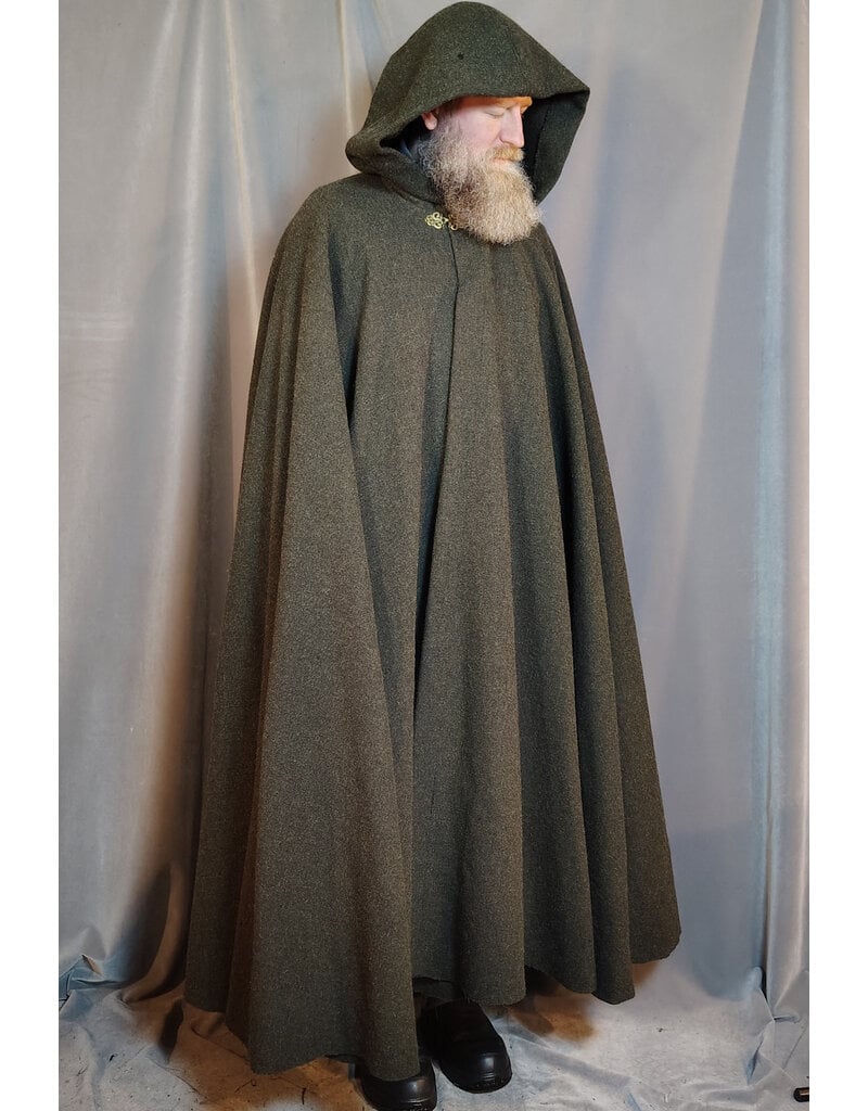 Cloakmakers.com 5910-Washable Green Wool Ranger Cloak w/ Antique Bronze Tone Clasp