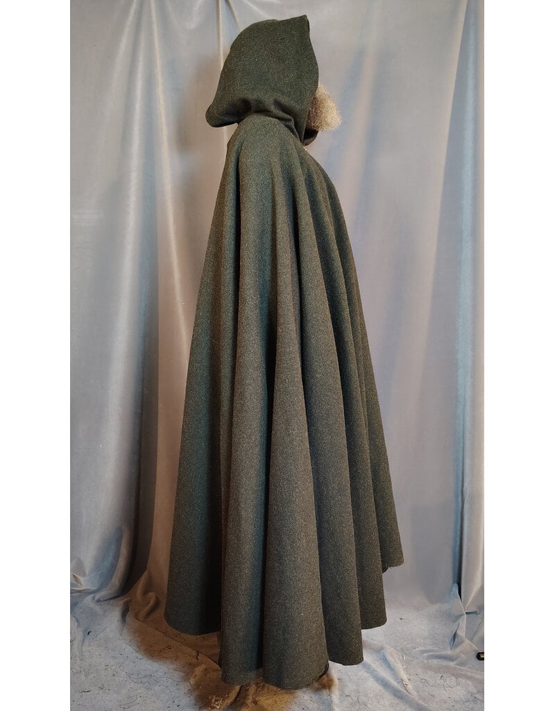 Cloakmakers.com 5910-Washable Green Wool Ranger Cloak w/ Antique Bronze Tone Clasp
