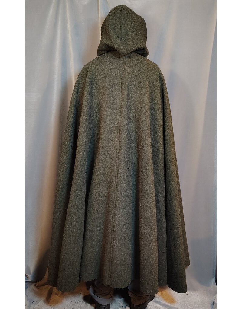 Cloakmakers.com 5910-Washable Green Wool Ranger Cloak w/ Antique Bronze Tone Clasp