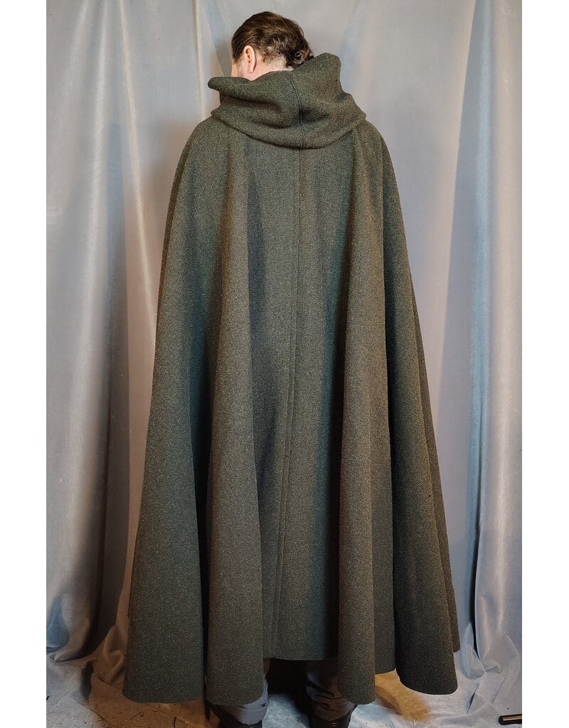 Cloakmakers.com 5910-Washable Green Wool Ranger Cloak w/ Antique Bronze Tone Clasp