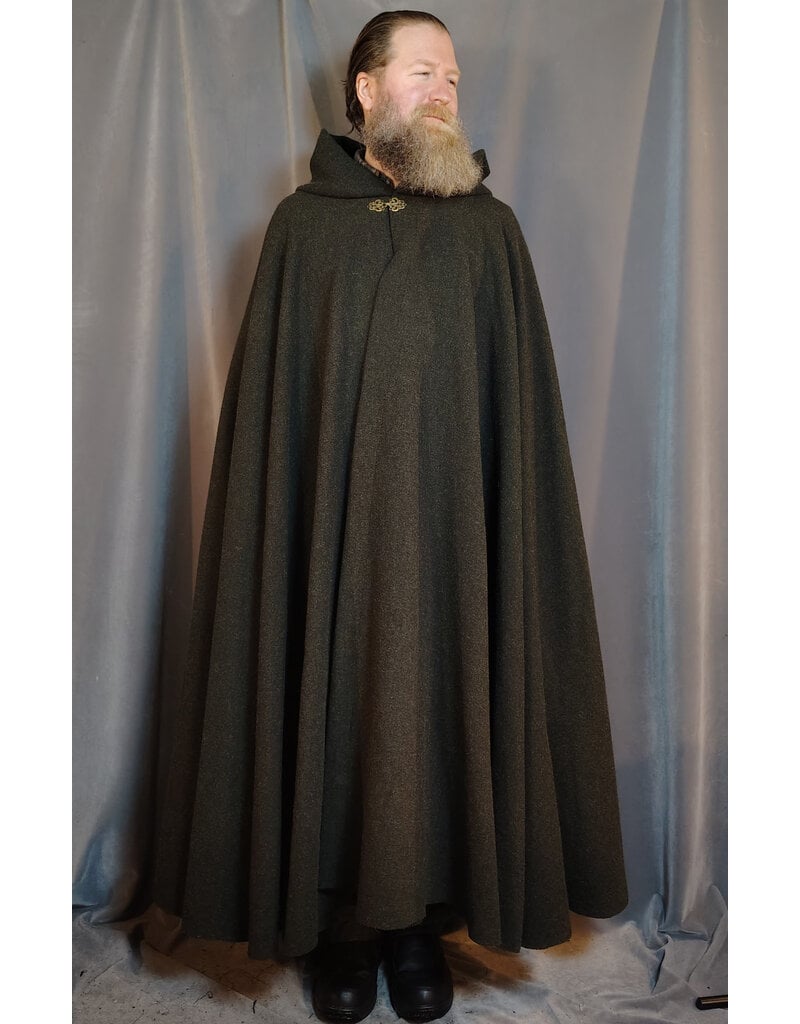 Cloakmakers.com 5910-Washable Green Wool Ranger Cloak w/ Antique Bronze Tone Clasp