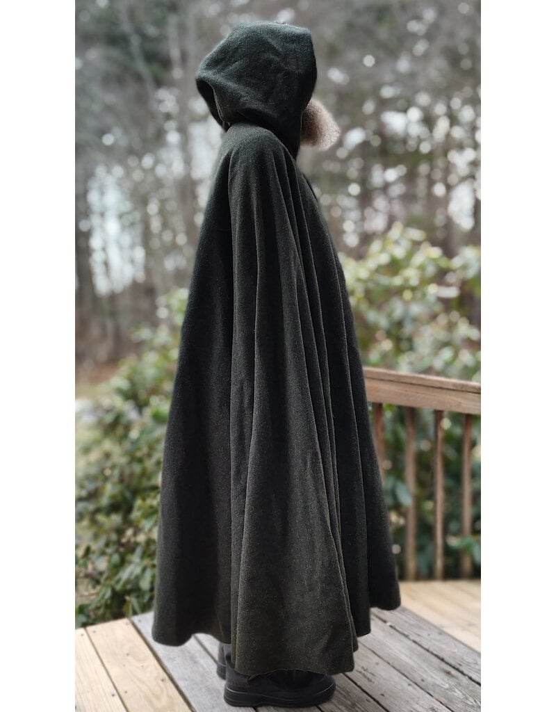 Cloakmakers.com 5910-Washable Green Wool Ranger Cloak w/ Antique Bronze Tone Clasp
