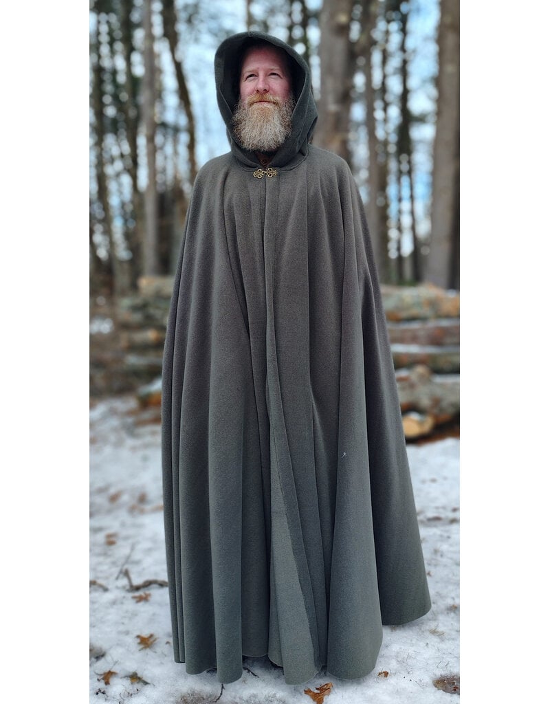 Cloakmakers.com 5911-Washable Sage Green Fleece Cloak w/ Bronze Tone Clasp