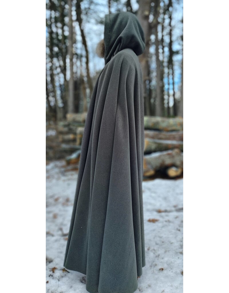 Cloakmakers.com 5911-Washable Sage Green Fleece Cloak w/ Bronze Tone Clasp