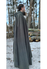 Cloakmakers.com 5912-Heathered Grey Wool Blend Cloak w/ Black Velvet Hood Lining & Triple Medallion Clasp