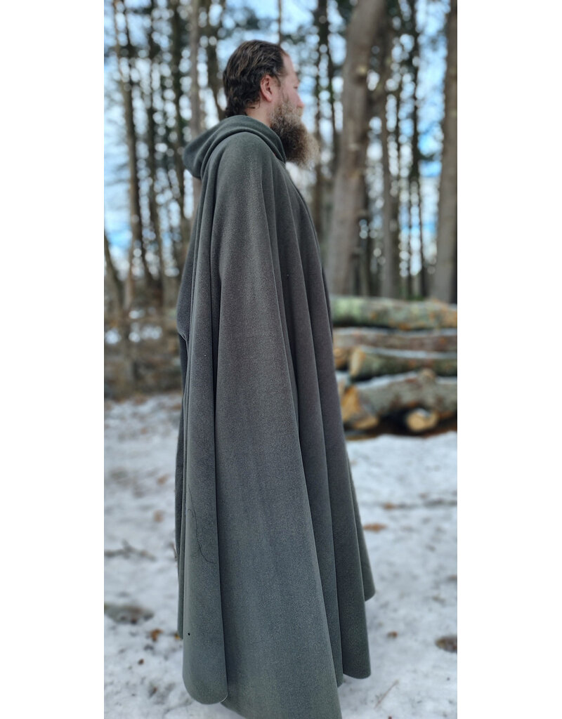 Cloakmakers.com 5912-Heathered Grey Wool Blend Cloak w/ Black Velvet Hood Lining & Triple Medallion Clasp