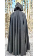 Cloakmakers.com 5912-Heathered Grey Wool Blend Cloak w/ Black Velvet Hood Lining & Triple Medallion Clasp