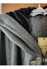 Cloakmakers.com 5912-Heathered Grey Wool Blend Cloak w/ Black Velvet Hood Lining & Triple Medallion Clasp
