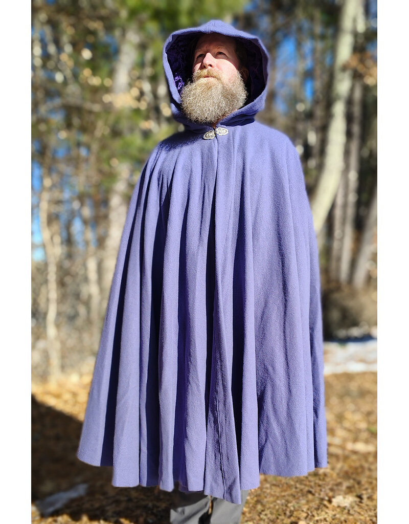 Cloakmakers.com 5914-Washable Lavender Wool Blend Cloak w/ Dark Purple Velvet Hood Lining & Gothic Rose Clasp
