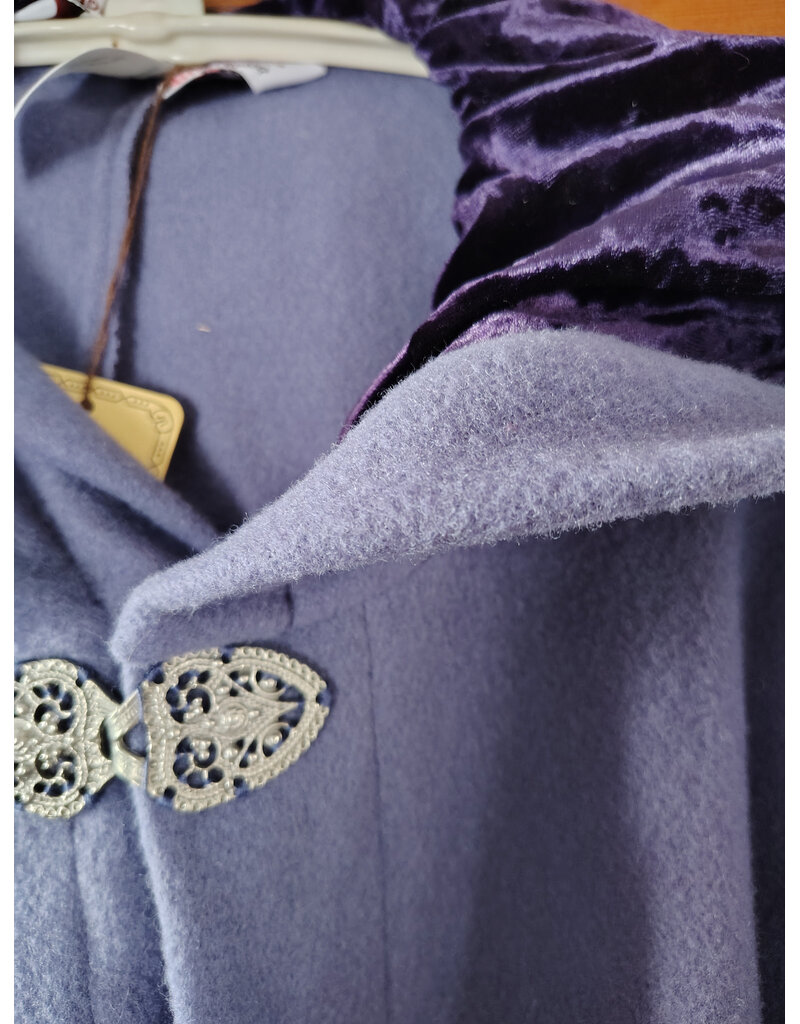 Cloakmakers.com 5914-Washable Lavender Wool Blend Cloak w/ Dark Purple Velvet Hood Lining & Gothic Rose Clasp