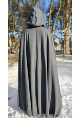 Cloakmakers.com 5917-Grey Wool Blend Cloak w/ Blue Velvet Hood Lining & Triple Medallion Clasp