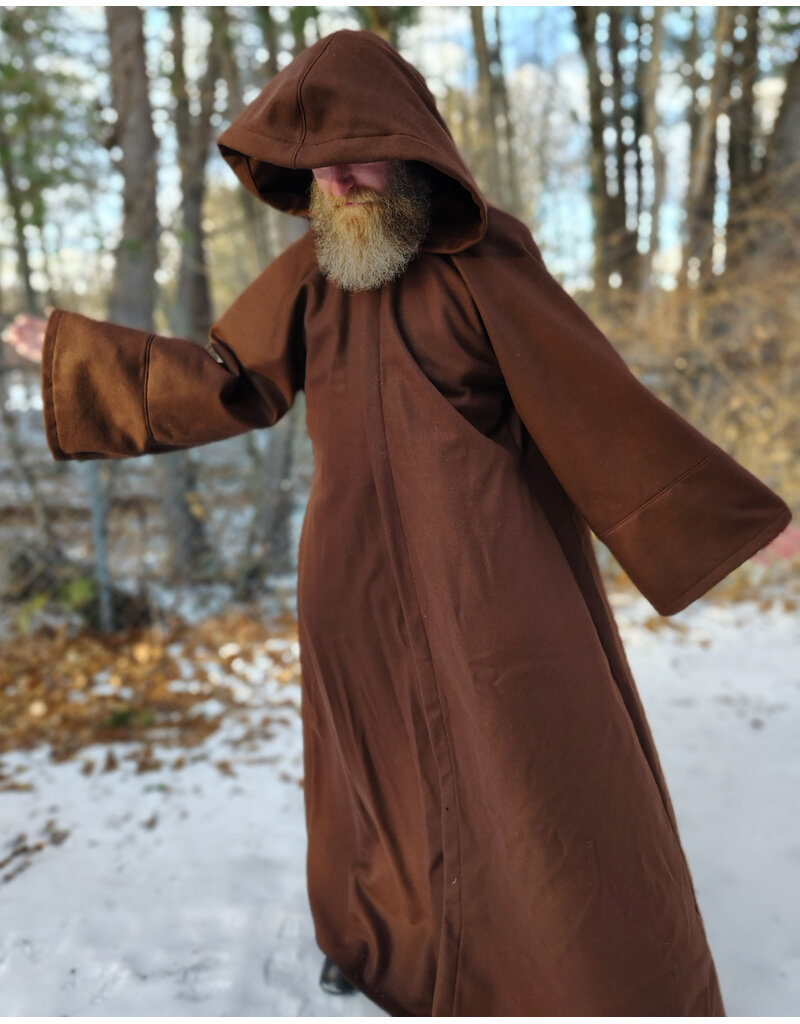 Cloakmakers.com R575-Brown Wool Blend Jedi Robe w/ Pockets & Hook and Loop Clasp