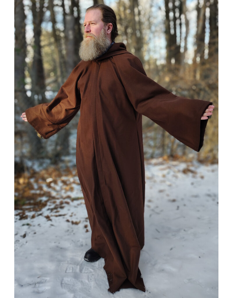 Cloakmakers.com R575-Brown Wool Blend Jedi Robe w/ Pockets & Hook and Loop Clasp