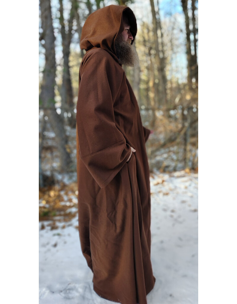 Cloakmakers.com R575-Brown Wool Blend Jedi Robe w/ Pockets & Hook and Loop Clasp
