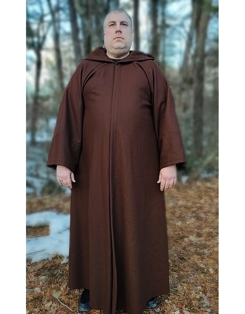 Cloakmakers.com R575-Brown Wool Blend Jedi Robe w/ Pockets & Hook and Loop Clasp