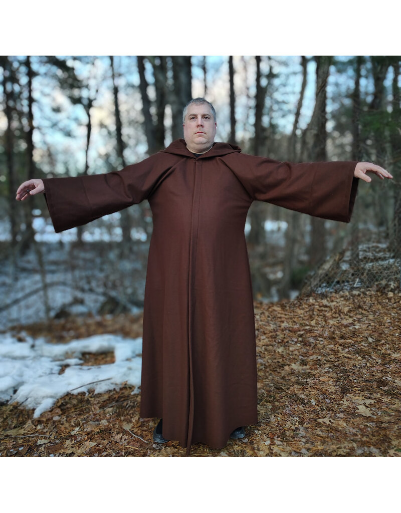 Cloakmakers.com R575-Brown Wool Blend Jedi Robe w/ Pockets & Hook and Loop Clasp