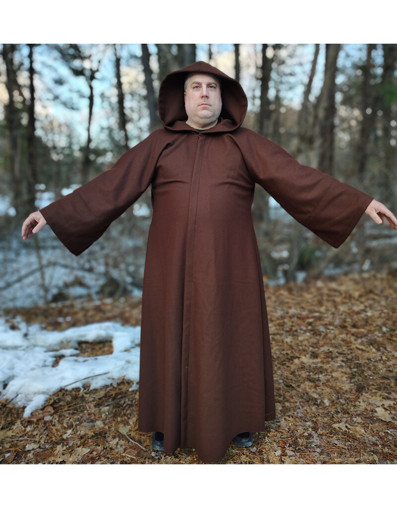 Cloakmakers.com R575-Brown Wool Blend Jedi Robe w/ Pockets & Hook and Loop Clasp