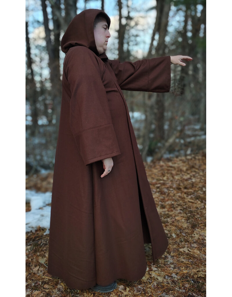 Cloakmakers.com R575-Brown Wool Blend Jedi Robe w/ Pockets & Hook and Loop Clasp