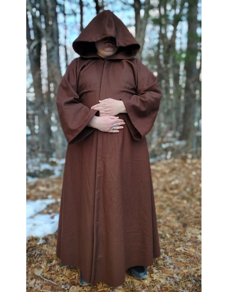 Cloakmakers.com R575-Brown Wool Blend Jedi Robe w/ Pockets & Hook and Loop Clasp