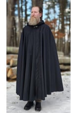 Cloakmakers.com 5918-Washable Dusty Black Fleece Raincloak w/ Silver Tone Clasp