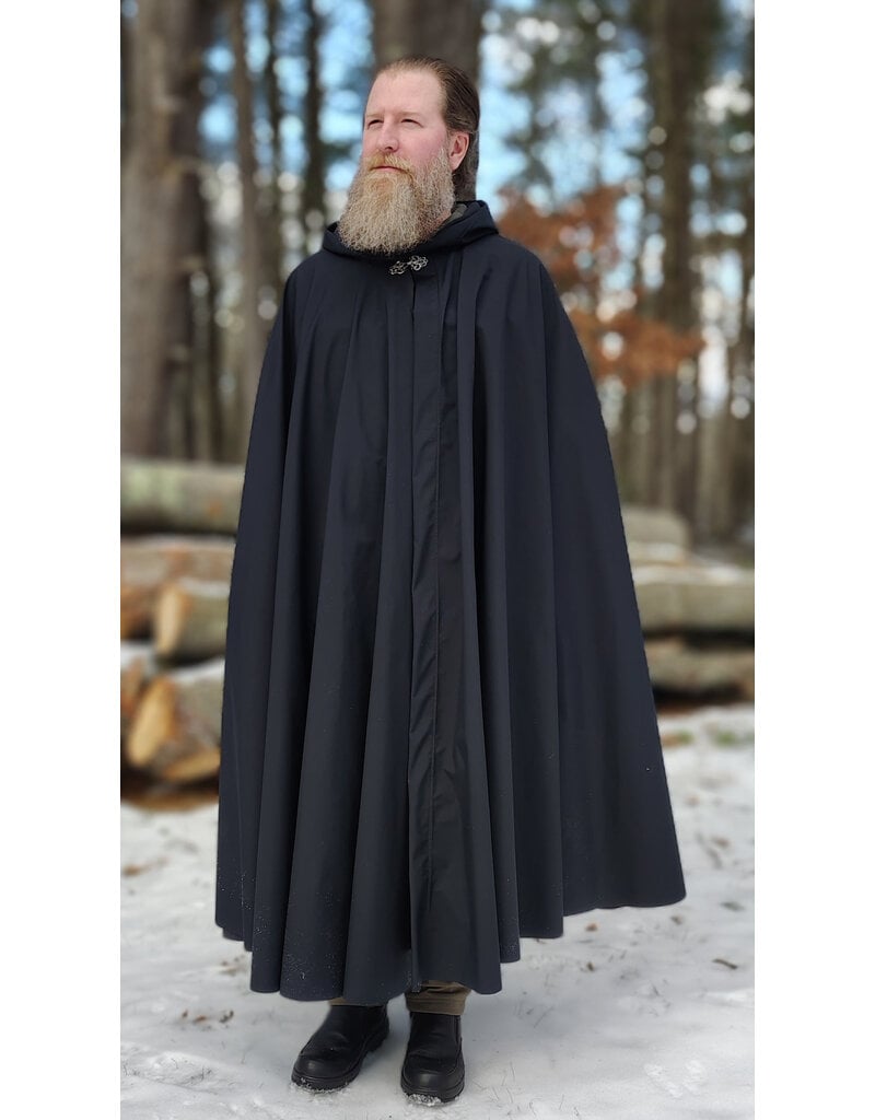 Cloakmakers.com 5918-Washable Dusty Black Fleece Raincloak w/ Silver Tone Clasp