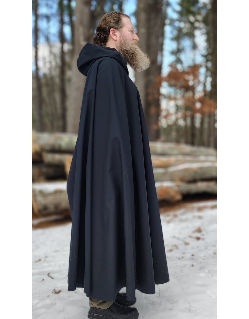 Cloakmakers.com 5918-Washable Dusty Black Fleece Raincloak w/ Silver Tone Clasp