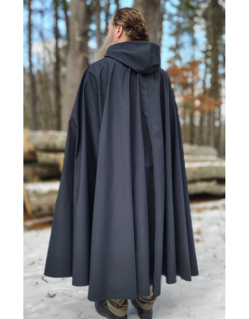 Cloakmakers.com 5918-Washable Dusty Black Fleece Raincloak w/ Silver Tone Clasp