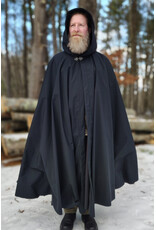 Cloakmakers.com 5918-Washable Dusty Black Fleece Raincloak w/ Silver Tone Clasp