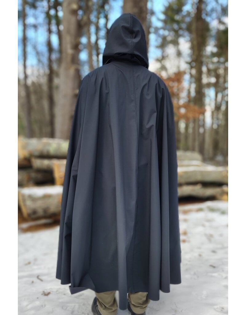 Cloakmakers.com 5918-Washable Dusty Black Fleece Raincloak w/ Silver Tone Clasp