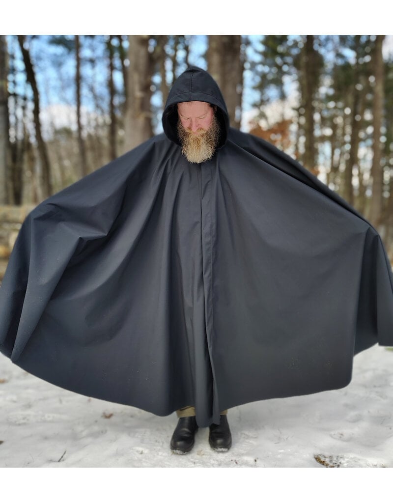 Cloakmakers.com 5918-Washable Dusty Black Fleece Raincloak w/ Silver Tone Clasp