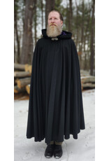 Cloakmakers.com 5919-Washable Black Wool Blend Cloak w/ Purple Velvet Hood Lining & Gothic Rose Clasp