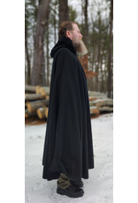 Cloakmakers.com 5919-Washable Black Wool Blend Cloak w/ Purple Velvet Hood Lining & Gothic Rose Clasp