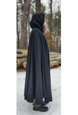 Cloakmakers.com 5919-Washable Black Wool Blend Cloak w/ Purple Velvet Hood Lining & Gothic Rose Clasp