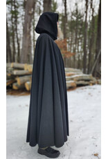 Cloakmakers.com 5920-Washable Black Wool Blend Cloak w/ Green Velvet Hood Lining & Triple Medallion Clasp