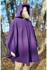 Cloakmakers.com 5922-Washable Purple Wool Cloak w/ Black Velvet Hood Lining & Gothic Rose Clasp
