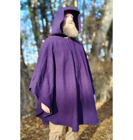 Cloakmakers.com 5922-Washable Purple Wool Cloak w/ Black Velvet Hood Lining & Gothic Rose Clasp