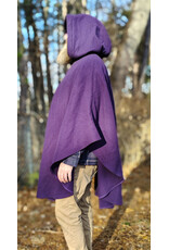 Cloakmakers.com 5922-Washable Purple Wool Cloak w/ Black Velvet Hood Lining & Gothic Rose Clasp