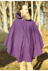 Cloakmakers.com 5922-Washable Purple Wool Cloak w/ Black Velvet Hood Lining & Gothic Rose Clasp