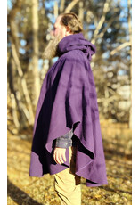 Cloakmakers.com 5922-Washable Purple Wool Cloak w/ Black Velvet Hood Lining & Gothic Rose Clasp