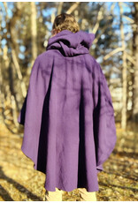 Cloakmakers.com 5922-Washable Purple Wool Cloak w/ Black Velvet Hood Lining & Gothic Rose Clasp