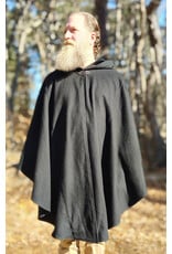 Cloakmakers.com 5924-Washable Black Wool Blend Cloak w/ Pockets & Black Velvet Hood Lining