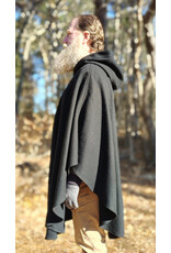 Cloakmakers.com 5924-Washable Black Wool Blend Cloak w/ Pockets & Black Velvet Hood Lining