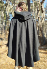 Cloakmakers.com 5924-Washable Black Wool Blend Cloak w/ Pockets & Black Velvet Hood Lining