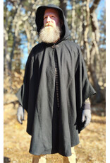 Cloakmakers.com 5924-Washable Black Wool Blend Cloak w/ Pockets & Black Velvet Hood Lining